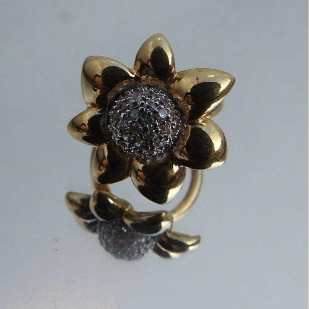 Stylish Women's Flower Statement Ring, Vermeil Si… - image 4
